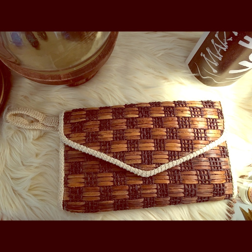 Vintage Wood and Cloth Clutch